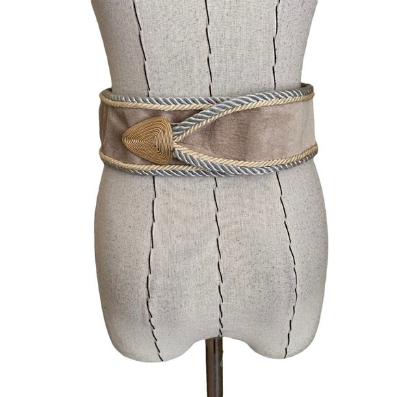 Vintage 80s Leather Suede Print Snake Cord Belt Celestial Moon Boho Adzer Anthro - Picture 4 of 12